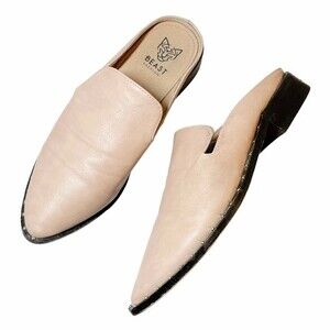 Beast Fashion Mules Blush Taupe Faux Leather Studded Side Slip On Women’s Size 7
